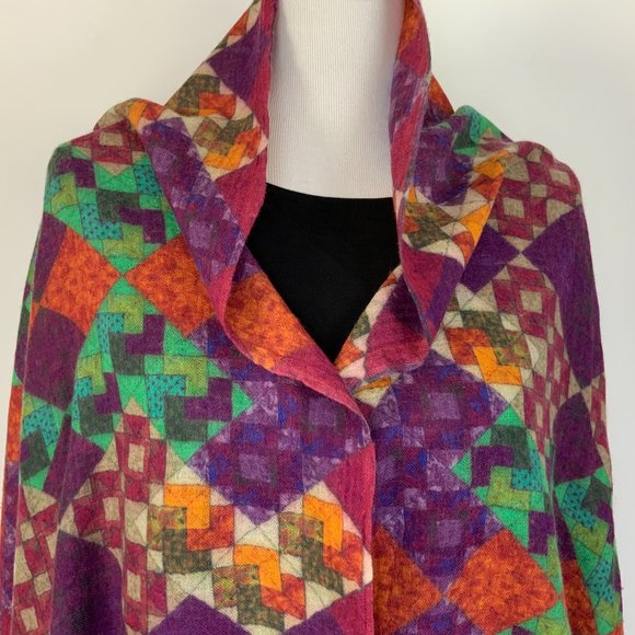 Bindya New York Cashmere Silk Multicolor Geometric Print Scarf Shawl - Picture 6 of 16
